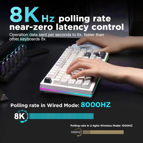 White 8K Wireless Rapid Trigger Mechanical Gaming Keyboard