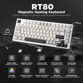 White 8K Wireless Rapid Trigger Mechanical Gaming Keyboard