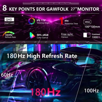 27inch 180Hz 144Hz Gaming Monitor 2560*1440P