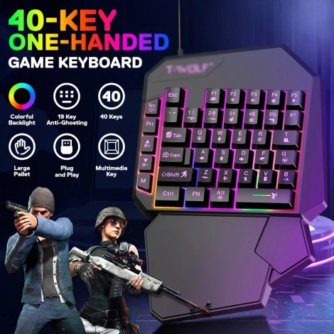40-key one-handed mini gaming keyboard wired USB